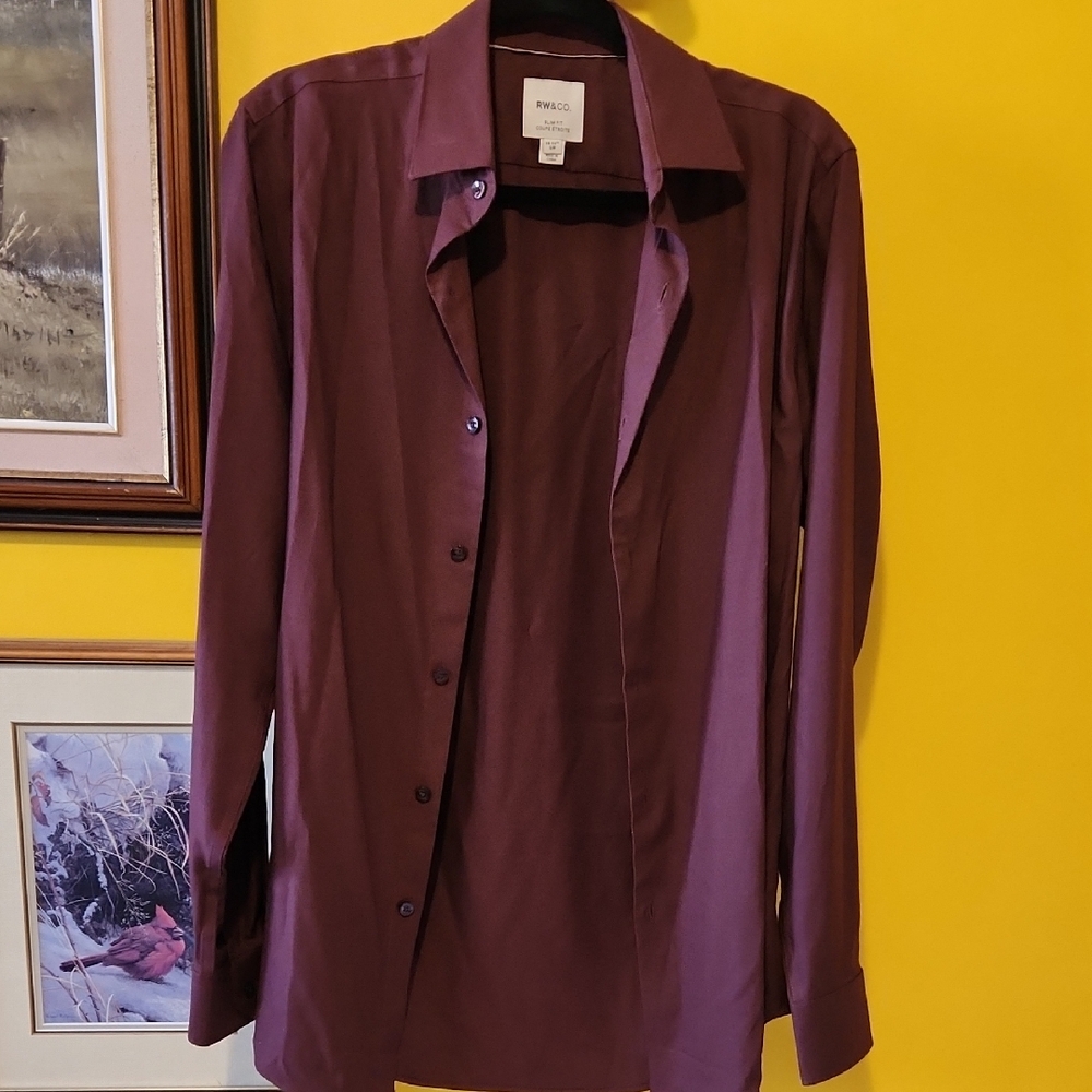 RW&CO. Men's Dress Shirt in Deep Burgundy